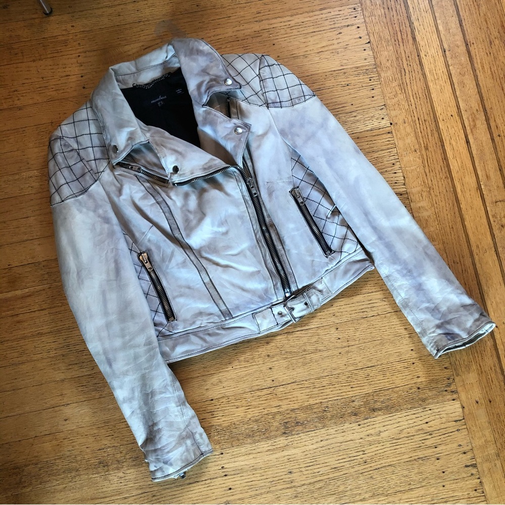 MUUBA DISTESSED LAMB LEATHER MOTO JACKET